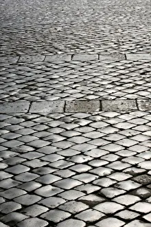 Cobbled Prints: San Pietrini paving stones in St. Peters, Vatican, Rome, Lazio, Italy, Europe