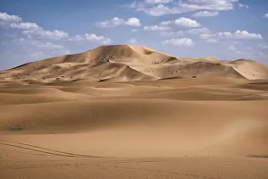Merzouga Prints: Sand dunes and clouds in the Sahara Desert, Merzouga, Morocco, North Africa, Africa