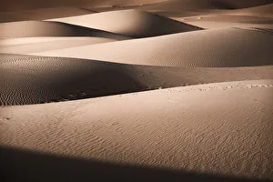 Deserts Prints: Sand dunes details of lights and shadows in the Sahara Desert, Merzouga, Morocco