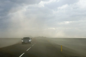 Rural Roads Prints: Sand storm along Road 1, South coast, Iceland, Polar Regions