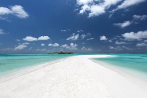 Sandbank Prints: Sandbank and tropical island, Maldives, Indian Ocean, Asia