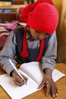 Concentration Prints: Sandipani Muni high school pupil, Vrindavan, Uttar Pradesh, India, Asia