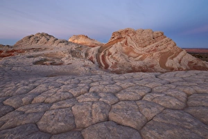 Outcrop Prints: Sandstone brain rock and red and white swirls at dawn, White Pocket, Vermilion Cliffs