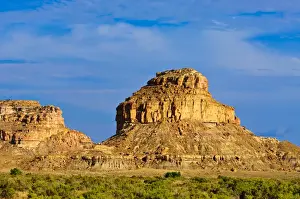 Radiant Prints: A sandstone butte in Chaco Culture National Historical Park scenery, New Mexico