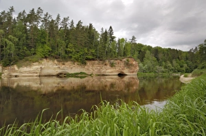 Latvian Prints: Sandstone cliff alongside the River Gauja