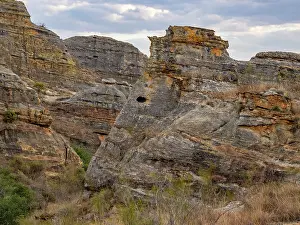 Madagascar Prints: Sandstone formations in Isalo Massif present a unique landscape in Madagascar's natural environment near a hotel