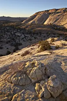 Grand Staircase Escalante Prints: Sandstone, hills at first light