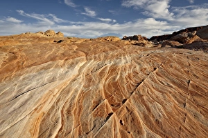 Sand Stone Prints: Sandstone layers under clouds, Valley of Fire State Park
