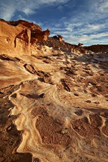 Gold Butte Prints: Sandstone pattern under clouds