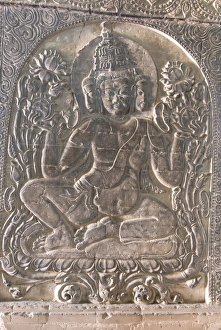 Sand Stone Prints: Sandstone relief figure, Nan Paya, Bagan (Pagan), Myanmar (Burma), Asia