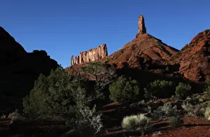 Sand Stone Prints: The sandstone spire of Castleton Tower dominates the Castle Valley