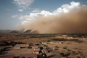 Senior Woman Collection: A sandstorm approaches the town of Teseney, near the Sudanese border, Eritrea, Africa