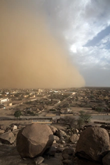 A sandstorm approaches the town of Teseney, near the Sudanese border, Eritrea, Africa