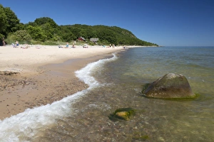 Skane Prints: Sandy beach in summer, Stenshuvud National Park, near Kivik, Skane, South Sweden