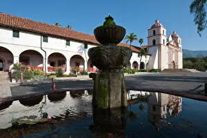 Water Fountain Prints: Santa Barbara Mission, Santa Barbara, California, United States of America, North America