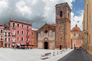 Towers Prints: Santa Chiara d'Assisi Cathedral, Iglesias, Sardinia, Italy, Mediterranean, Europe