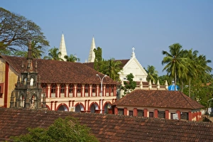 Colonial Style Prints: Santa Cruz Basilica and colonial style college, Fort Cochin, Kerala, India, Asia