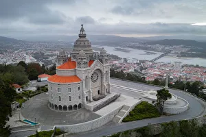 Santa Luzia Church sanctuary, drone aerial view, Viana do Castelo