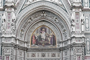 Florence Prints: Detail of Santa Maria del Fiore cathedral at sunrise, UNESCO World Heritage Site