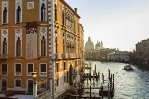 Grand Canal Prints: Santa Maria Della Salute, Grand Canal from Accademia Bridge, sunrise after snow, Venice