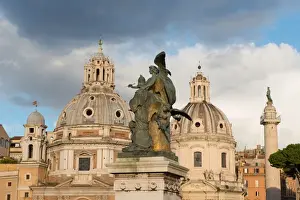 Santa Maria di Loreto and Santissimo Nome di Maria al Foro Traiano churches in front of Trajans Forum, Rome, Lazio, Italy, Europe