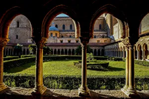 Lawns Prints: Santa Maria Nuova Cathedral cloister, Monreale, Sicily, Italy, Europe