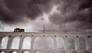 Intersecting Prints: Santa Theresa Tram Viaduct, Rio de Janeiro, Brazil, South America