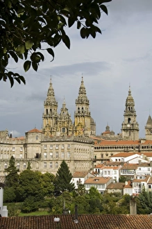 Santiago De Compostela Prints: Santiago Cathedral with the Palace of Raxoi in foreground