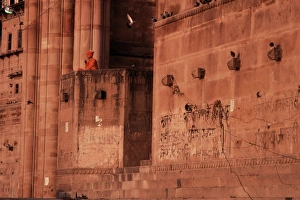 Meditating Prints: A sanyasin meditates overlooking the Ganges at dawn