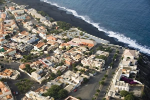Cape Verde Prints: Sao Filipe from the air, Fogo (Fire), Cape Verde Islands, Atlantic Ocean, Africa