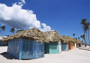 Thatched Roof Prints: Saona Island, Dominican Republic, Caribbean