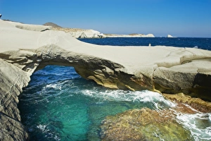 Sarakiniko lunar landscape, Sarakiniko beach, Milos, Cyclades Islands, Greek Islands