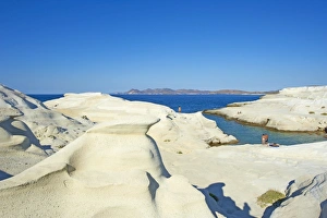 Sarakiniko lunar landscape, Sarakiniko beach, Milos, Cyclades Islands, Greek Islands