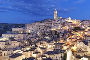 Basilicata Prints: Sasso Barisano and cathedral, UNESCO World Heritage Site, Matera, Basilicata, Puglia