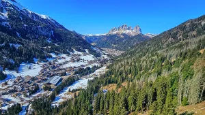 Canazei Prints: Sassolongo or Langkofelscharte overlooking Canazei, UNESCO, Dolomites, Italy