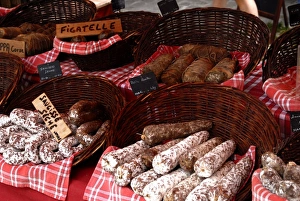 Ile De Re Prints: Sausages on a market stall