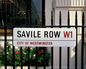 Railing Gallery: Savile Road, street sign, London, England, United Kingdom, Europe