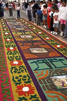 Good Friday Prints: Sawdust rug or carpet on the street