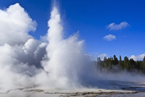 Erupting Prints: Sawmill Geyser erupts, Upper Geyser Basin
