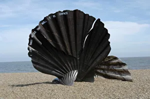 Images Dated 13th July 2007: The Scallop sculpture by Maggie Hambling on the beach at Aldeburgh, Suffolk