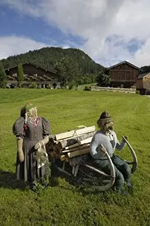 Scarecrows outside a house near Ramsau, Berchtesgaden, Bavaria, Germany, Europe