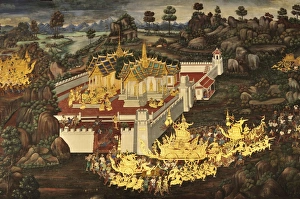 Chariot Prints: Scene from The Galleries, Royal Monastery, Grand Palace, Bangkok, Thailand