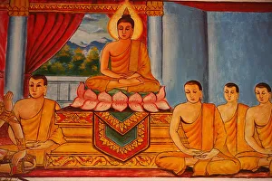 Buddha Prints: Scene from the life of the Buddha, Vientiane, Laos, Indochina, Southeast Asia, Asia