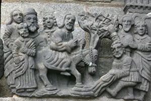 Finistere Prints: A scene from the Life of Jesus on the Guimiliau calvary, Guimiliau, Finistere, Brittany