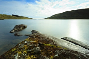 Denmark Prints: Scenery along the shoreline of Sorvagsvatn (Leitisvatn Lake), Leitisvatn