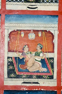 Scenes from the Kama Sutra from cupboard in the Juna Mahal fort