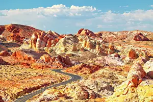 Captivating Prints: Scenic road in Valley of Fire State Park on a sunny summer day