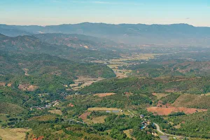 Shan State Prints: Scenic view of mountains near Kengtung, Shan State, Myanmar (Burma), Asia