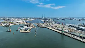 Maritime Prints: Scenic view from above showing the port and urban area of Le Havre in Normandy