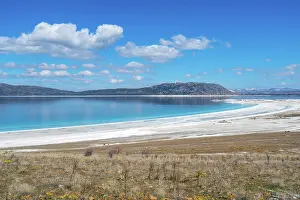 Recreational Prints: Scenic view of turquoise lake and white beach under sunny sky in Salda, Turkey